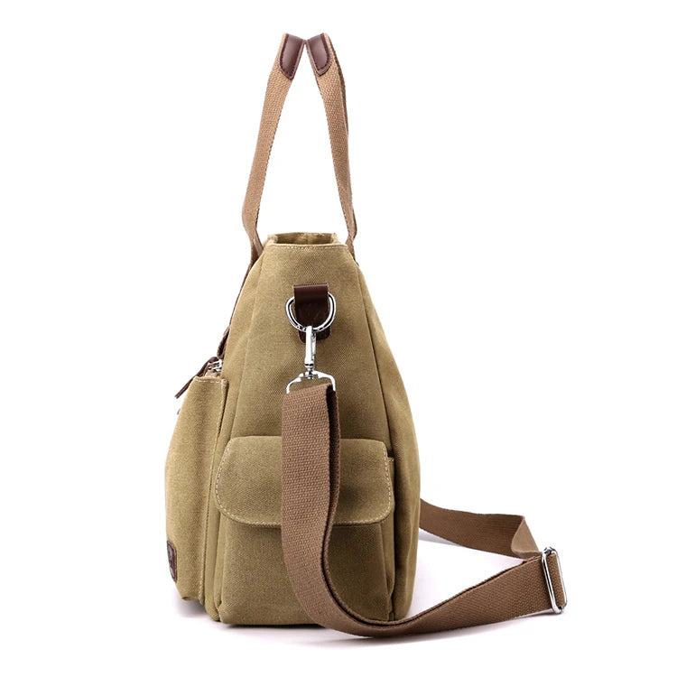 Bolso Bandolera Retro de Lona para Trabajo y Viaje