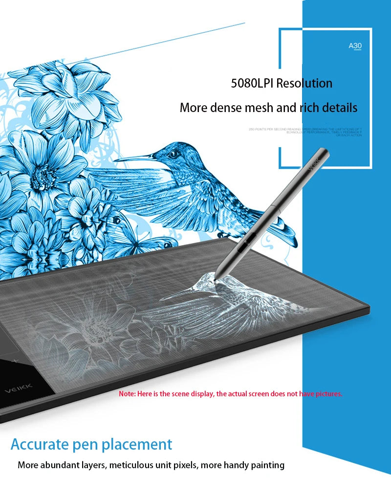 A30 10x6 pulgadas tableta de dibujo gráfico profesional interfaz tipo C con 8192 niveles sin batería para bloc de dibujo digital