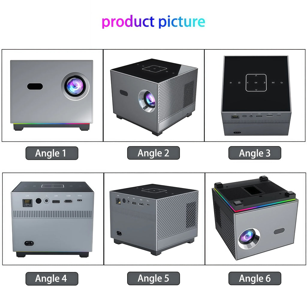 Mini Proyector Xnano X3 Android 9.0 Decodificación 8K Enfoque Eléctrico ±50 °   Sistema de Cine en Casa Portátil Keystone con Luz ARGB, Audio Dolby, WiFi y Bluetooth