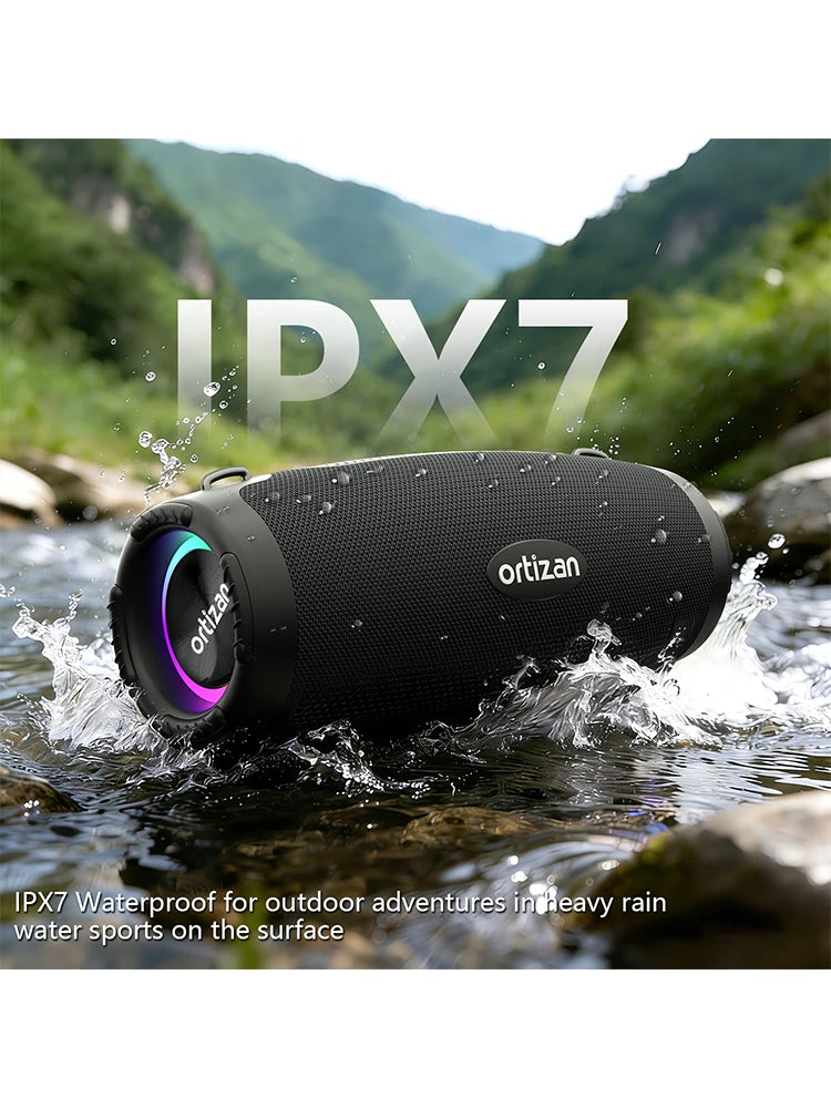 Altavoz Bluetooth Portátil Ortizan M8, Altavoz Inalámbrico para Exteriores con Resistencia al Agua IPX7, Bluetooth 6.0, Subwoofer Boombox para Fiestas