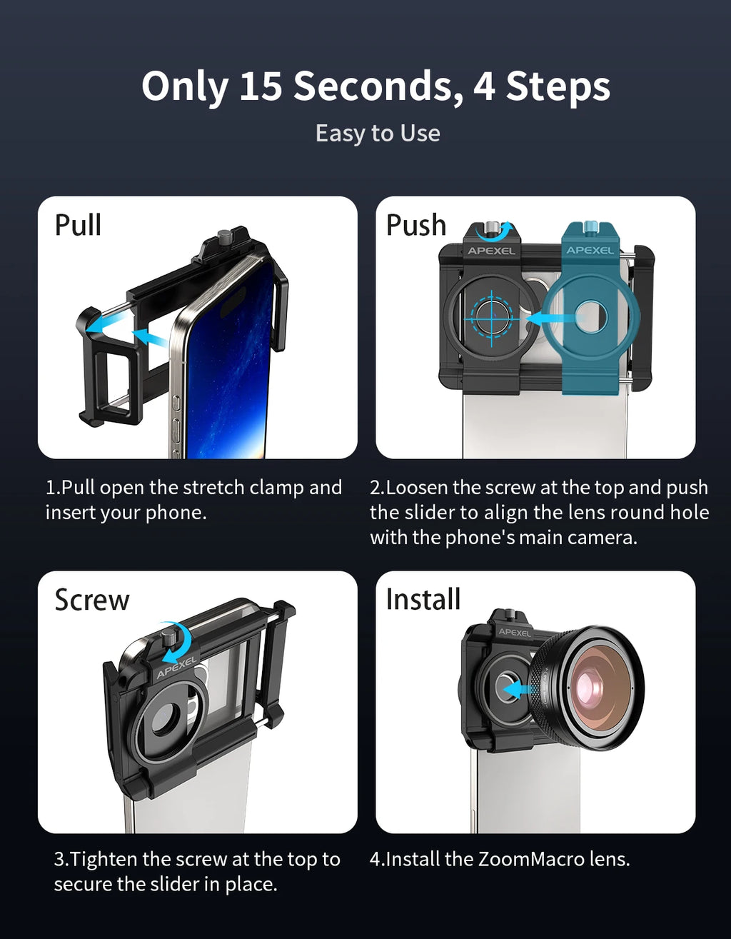 Lente Macro HD 10-20X para Teléfonos Inteligentes y Fotografía