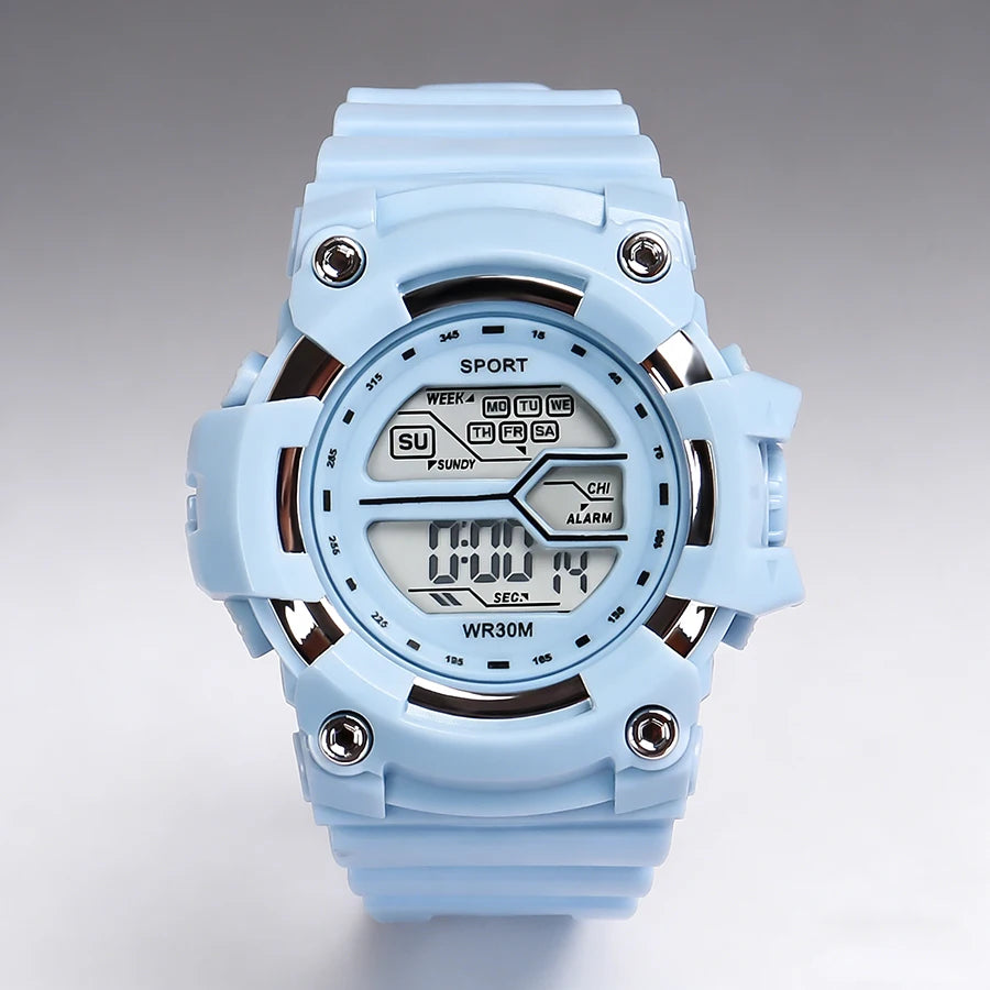 Relojes de moda para niños, reloj de pulsera electrónico multifuncional para niños y niñas, calendario con alarma luminosa resistente al agua para estudiantes
