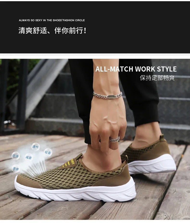 YRZL, zapatos informales ligeros para hombre, zapatillas informales transpirables sin cordones para hombre, zapatos planos antideslizantes para caminar al aire libre, talla 39-46