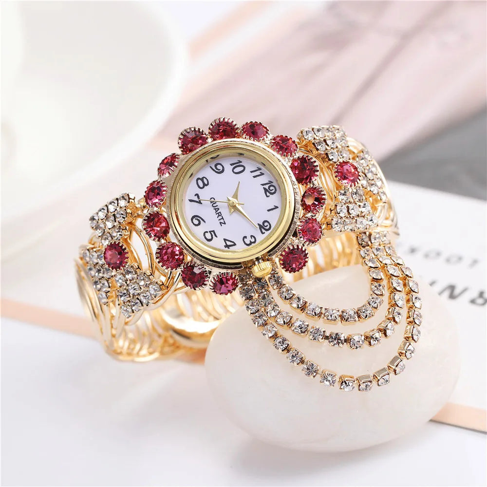 Reloj de Cuarzo de Lujo con Brazalete Dorado Mujer