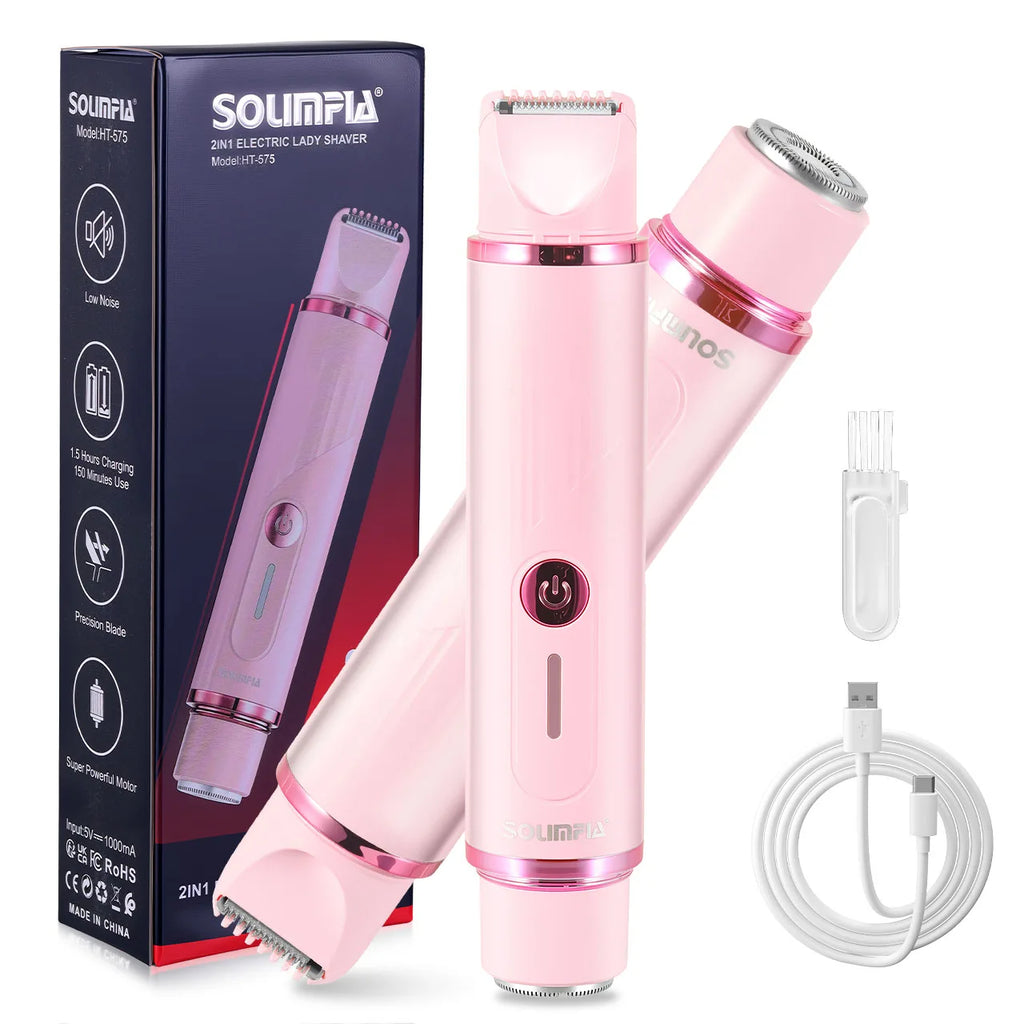 Recortadora de vello para mujer, afeitadora eléctrica de doble cabezal, diseño 2 en 1, depiladora femenina para axilas, brazos, piernas, bikini, ingle, depiladora.