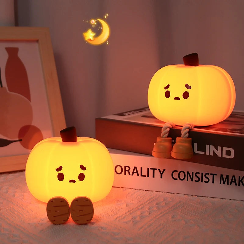 Lámpara de noche de silicona para niños, luz de noche de calabaza, decoración de bruja fantasma de Halloween, temporizador regulable, decoración de cabecera, regalo lindo