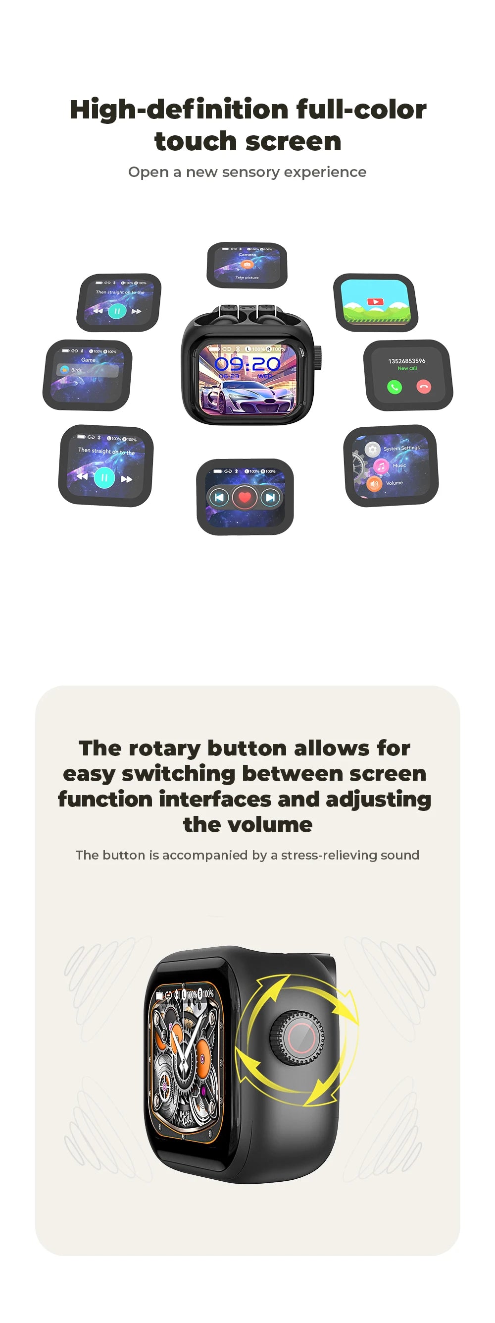Auriculares TWS Bluetooth con Pantalla Táctil y Traductor IA