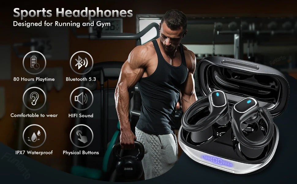 Auriculares TWS IPX7 Deportivos Bluetooth 80h