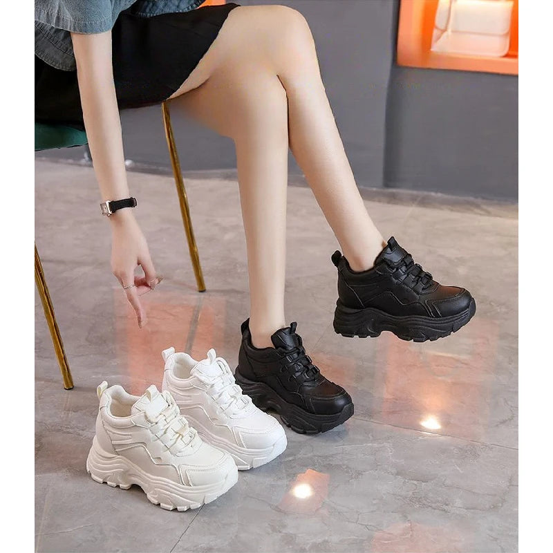 Zapatillas Deportivas para Mujer, Ligeras, Antideslizantes, con Plataforma Alta, Estilo Chunky, Zapatos con Alzas para Uso Diario y Fitness