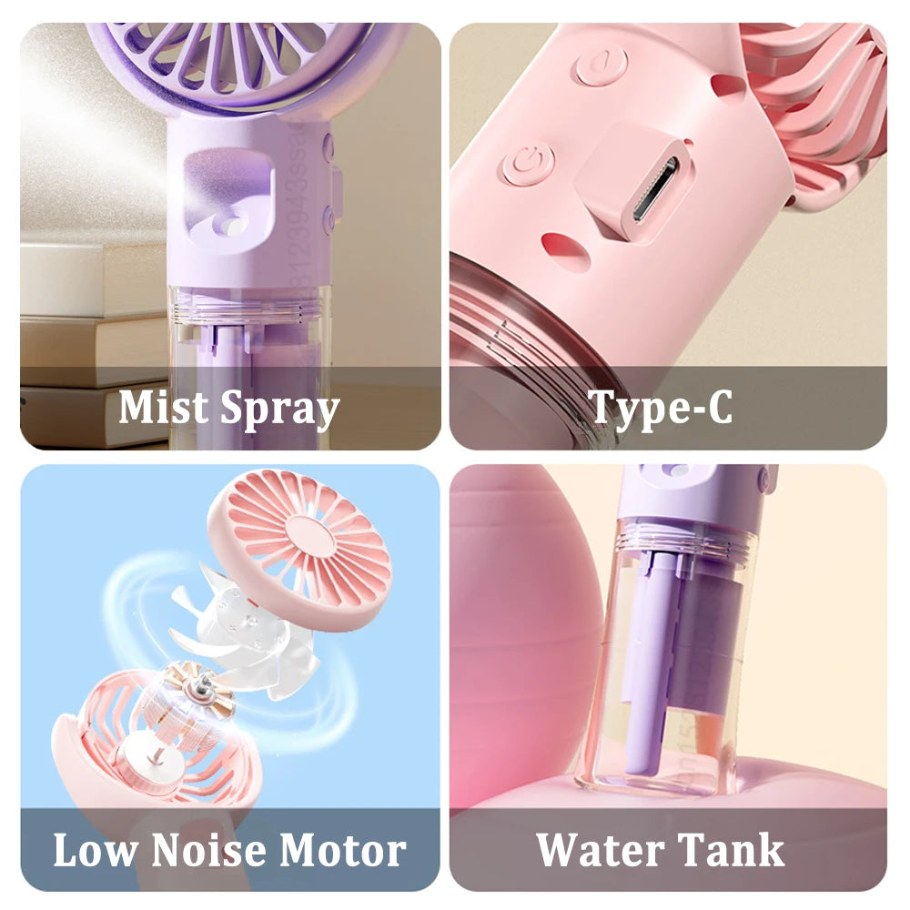 Mini Ventilador Portátil con Pulverizador de Agua