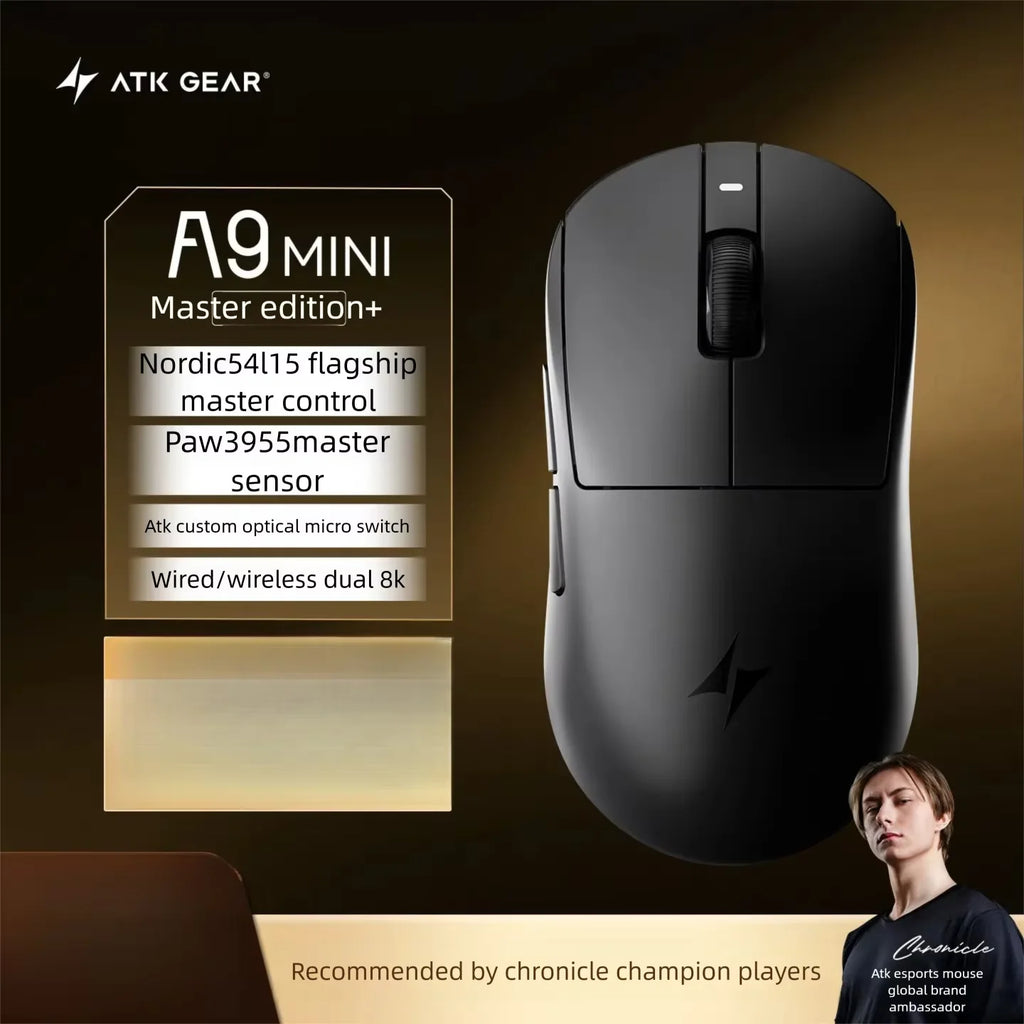 Ratón Inalámbrico para Juegos ATK A9 Air Plus A9 Mini Ultimate, 39g, Tamaño Pequeño/Mediano, PAW3955 MASTER 8K, Regalos para Gamers
