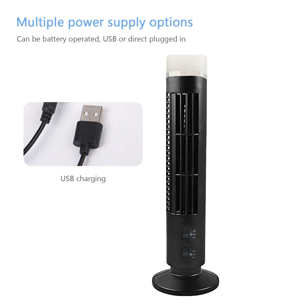 Ventilador de Torre Mini Sin Aspas con Luz y Alimentación USB