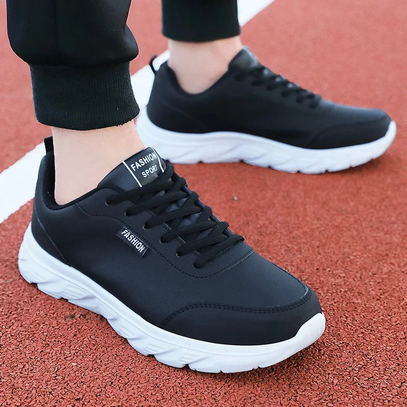 YRZL Zapatillas para correr Zapatillas de deporte de cuero artificial impermeables Zapatos deportivos al aire libre Hombres Zapatillas casuales ligeras para caminar para hombres