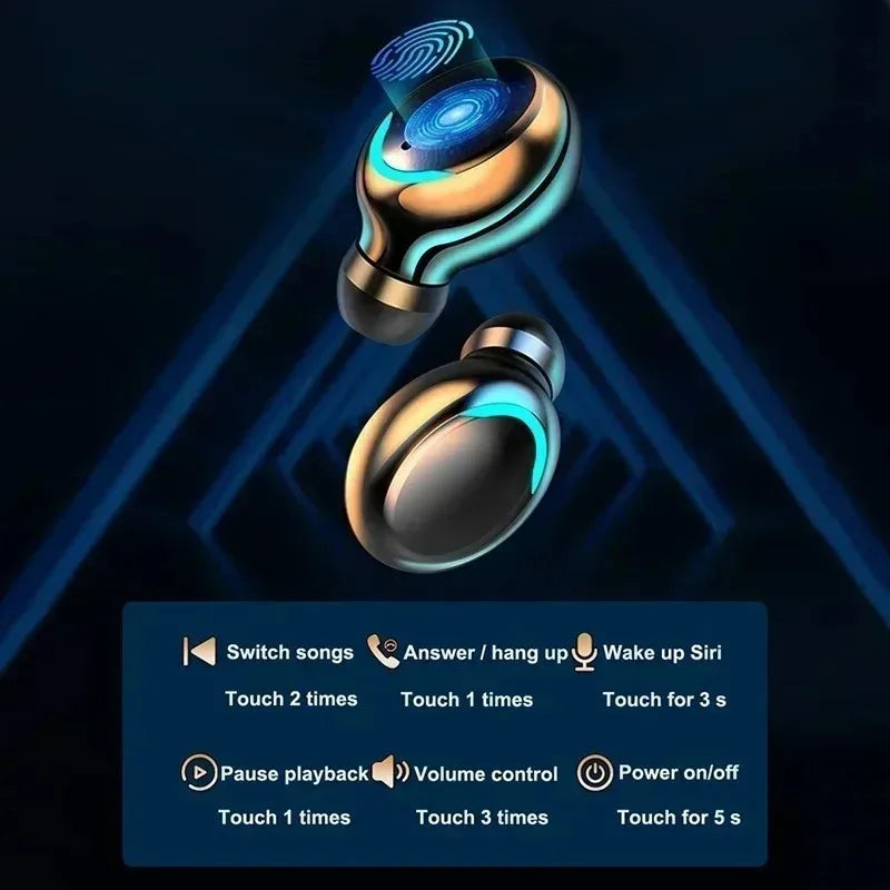 Auriculares Bluetooth multifuncionales F9, manos libres, táctiles, resistentes al agua, estéreo 9D, auriculares deportivos para todos los teléfonos inteligentes