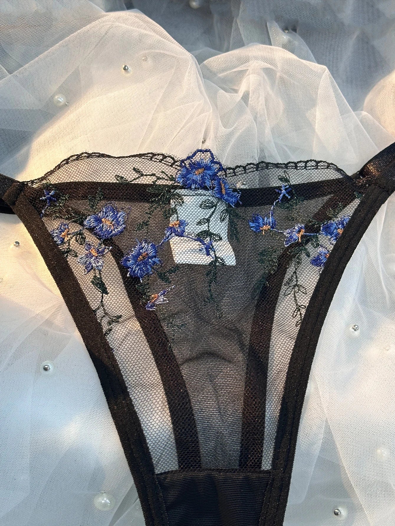 Conjunto de Sujetador y Bragas Ultrafino con Estampado Floral para Mujer