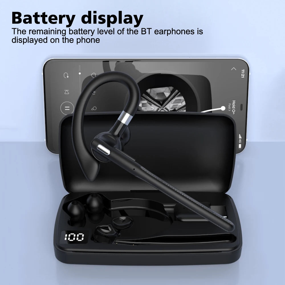 YYK526 Auriculares Bluetooth con cancelación de ruido auriculares deportivos auriculares con pantalla Digital impermeables auriculares de un solo oído sobre la oreja ﻿