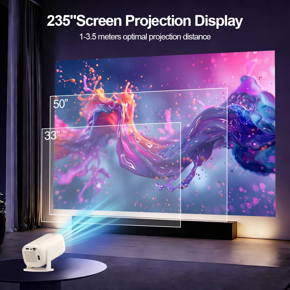 Mini proyector Android 14, decodificación 8K, WiFi6 y keystone automático