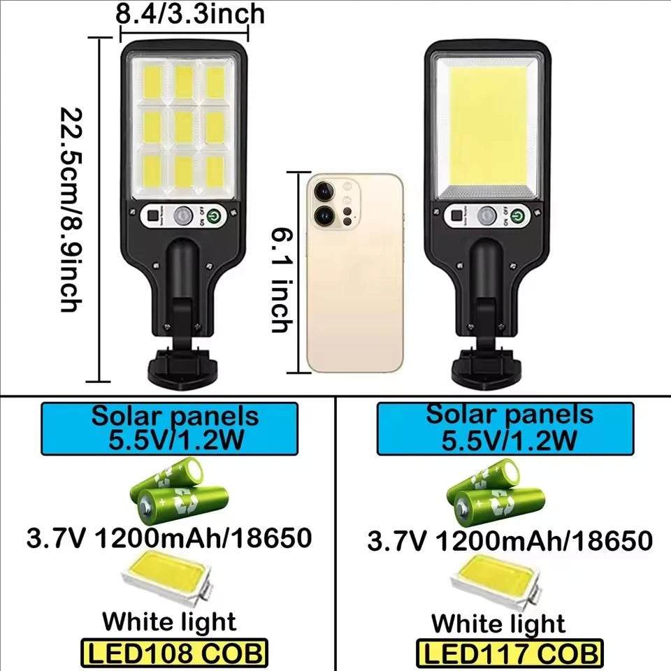 Lámpara Solar LED de Pared para Jardín con Sensor de Movimiento
