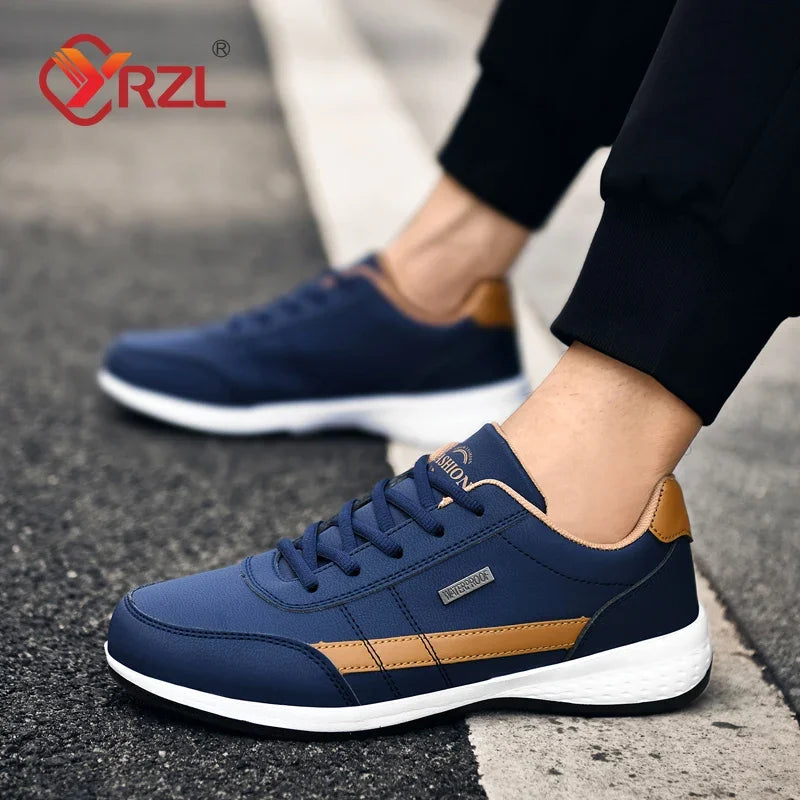 YRZL zapatos de hombre primavera otoño zapatillas impermeables para caminar ocio zapatos deportivos de cuero para hombre calzado antideslizante tenis para hombres