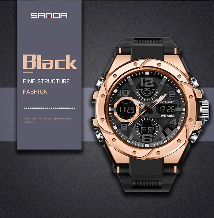 Reloj Militar SANDA Digital LED Doble Pantalla para Hombre