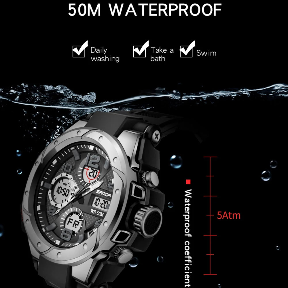 Reloj Militar SANDA Digital LED Doble Pantalla para Hombre