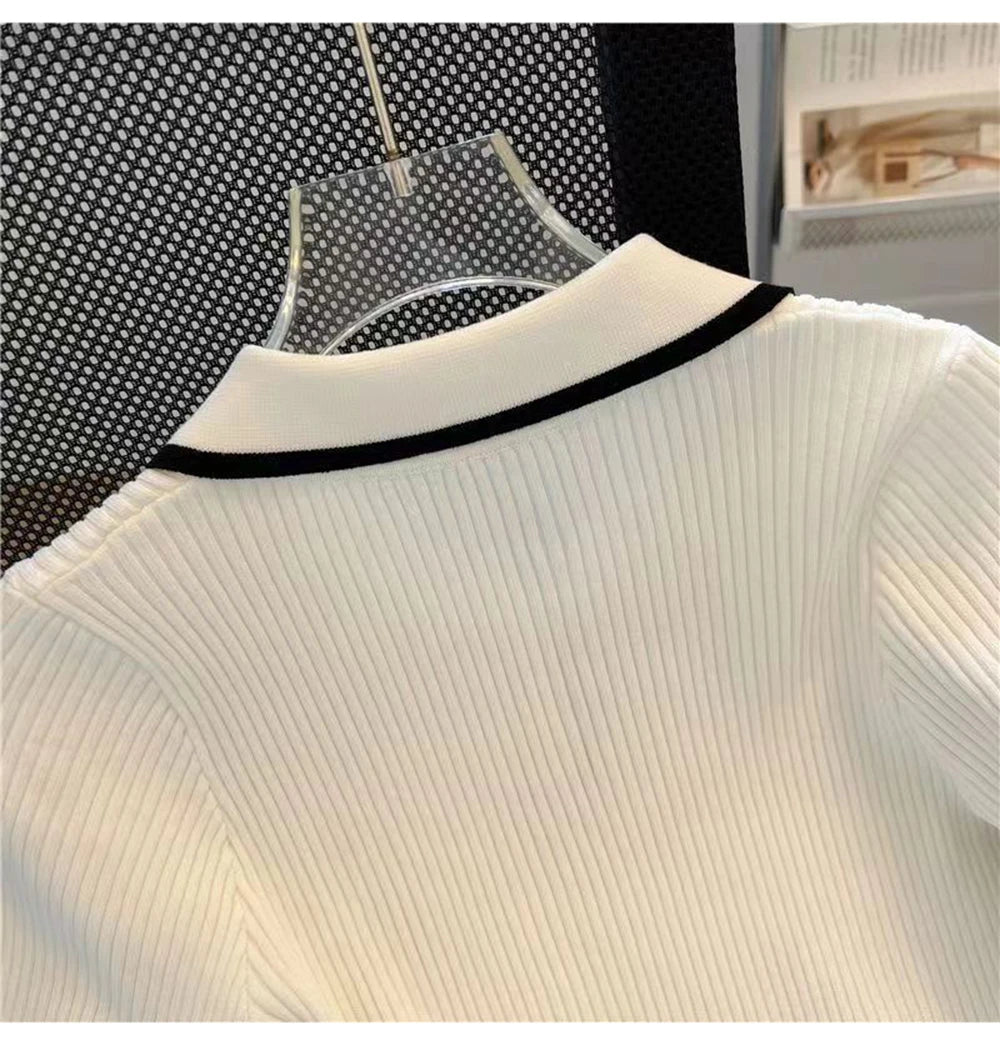 Camiseta de Punto Seda Helada para Mujer, Manga Corta