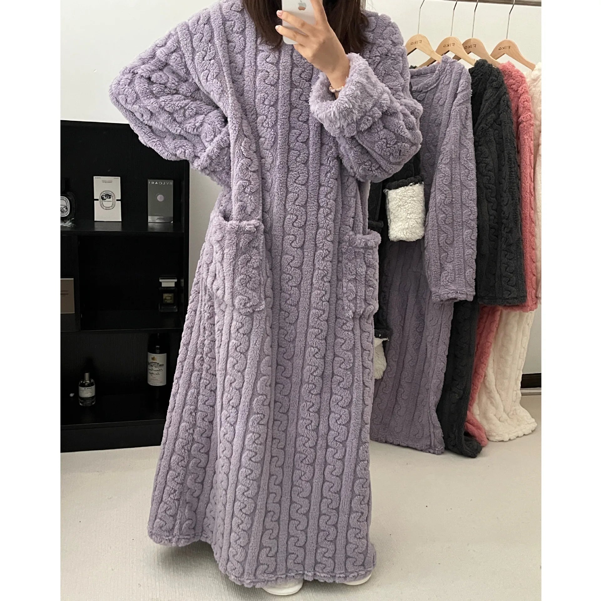 Pijama Polar de Mujer Talle Grande – Franela con Rayas