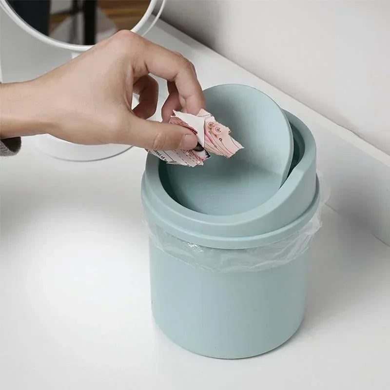 Mini cubo de basura de escritorio con tapa, organizador de basura, dormitorio, oficina, escritorio, caja de almacenamiento para coche, cocina, baño, basura