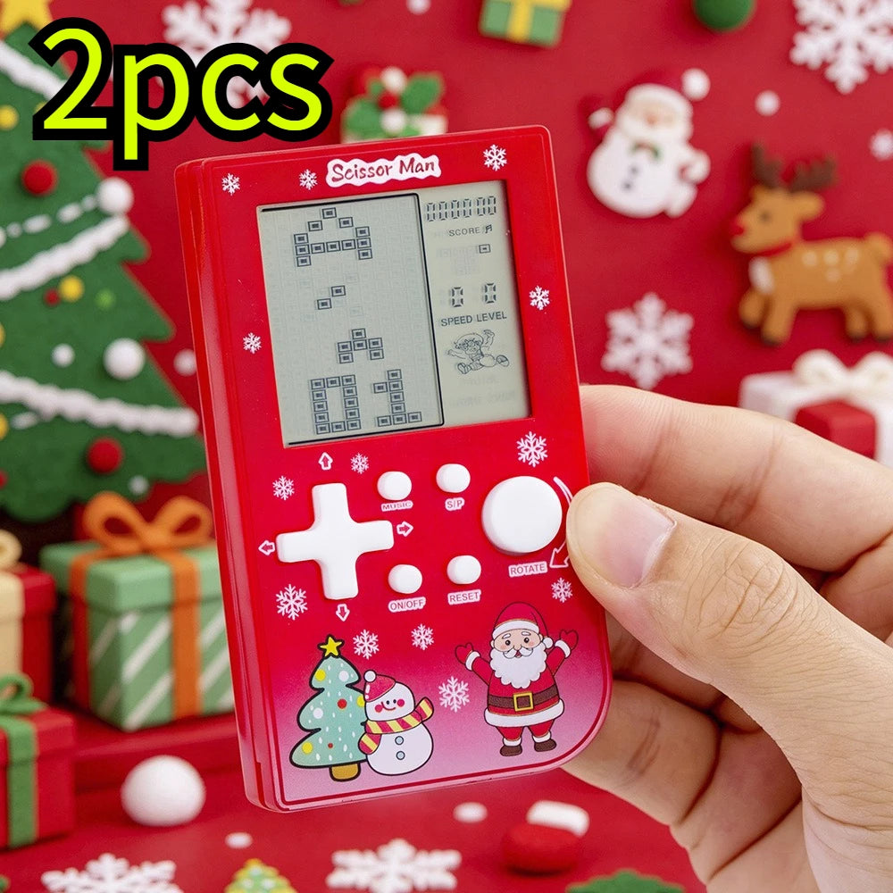 Consola de Juegos Retro con Diseño de Ladrillos Navideños, Tetris con Temática Festiva, Consola Electrónica Portátil, Regalo Festivo