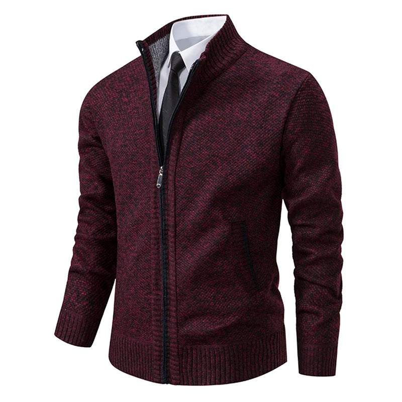 Buzo Cárdigan con Cremallera para Hombre – Cuello Alto y Forro Polar