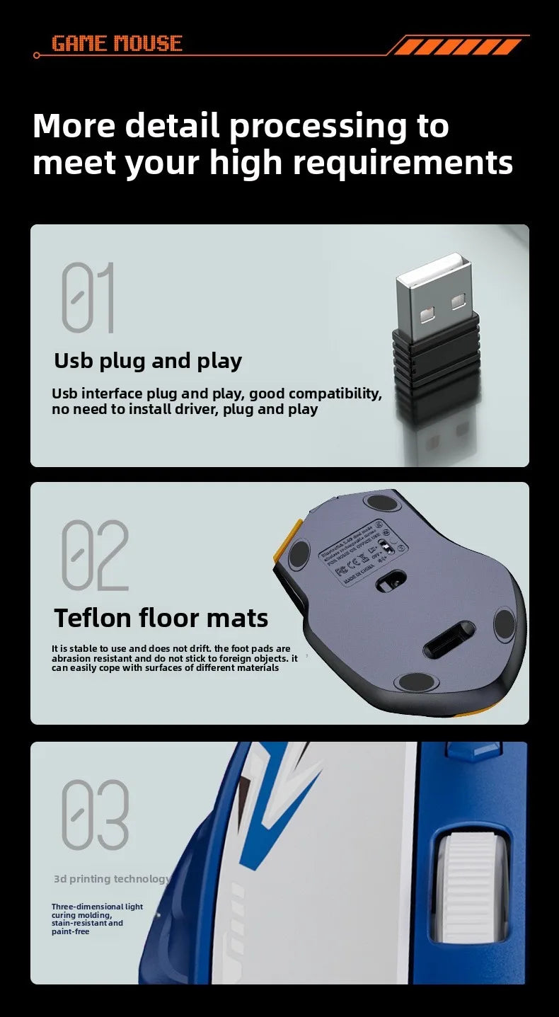 Ratón inalámbrico de modo Dual 2,4G, compatible con Bluetooth, recargable, brillante, silencioso, inalámbrico, para ordenador, PC y portátil