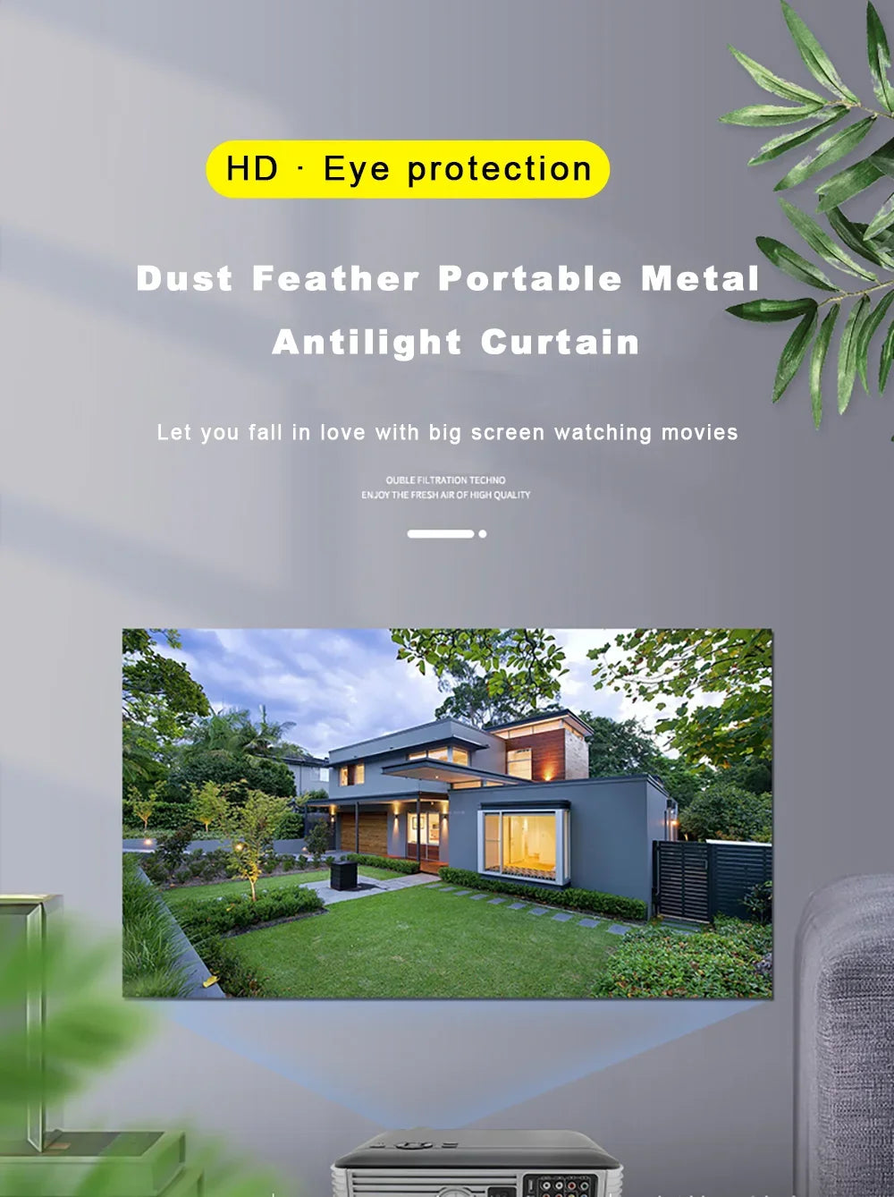 Pantalla de proyector antiluz de alto brillo, cortina de metal 16:9 de 84-150 pulgadas, Compatible con 4K para uso portátil en el hogar y la oficina al aire libre