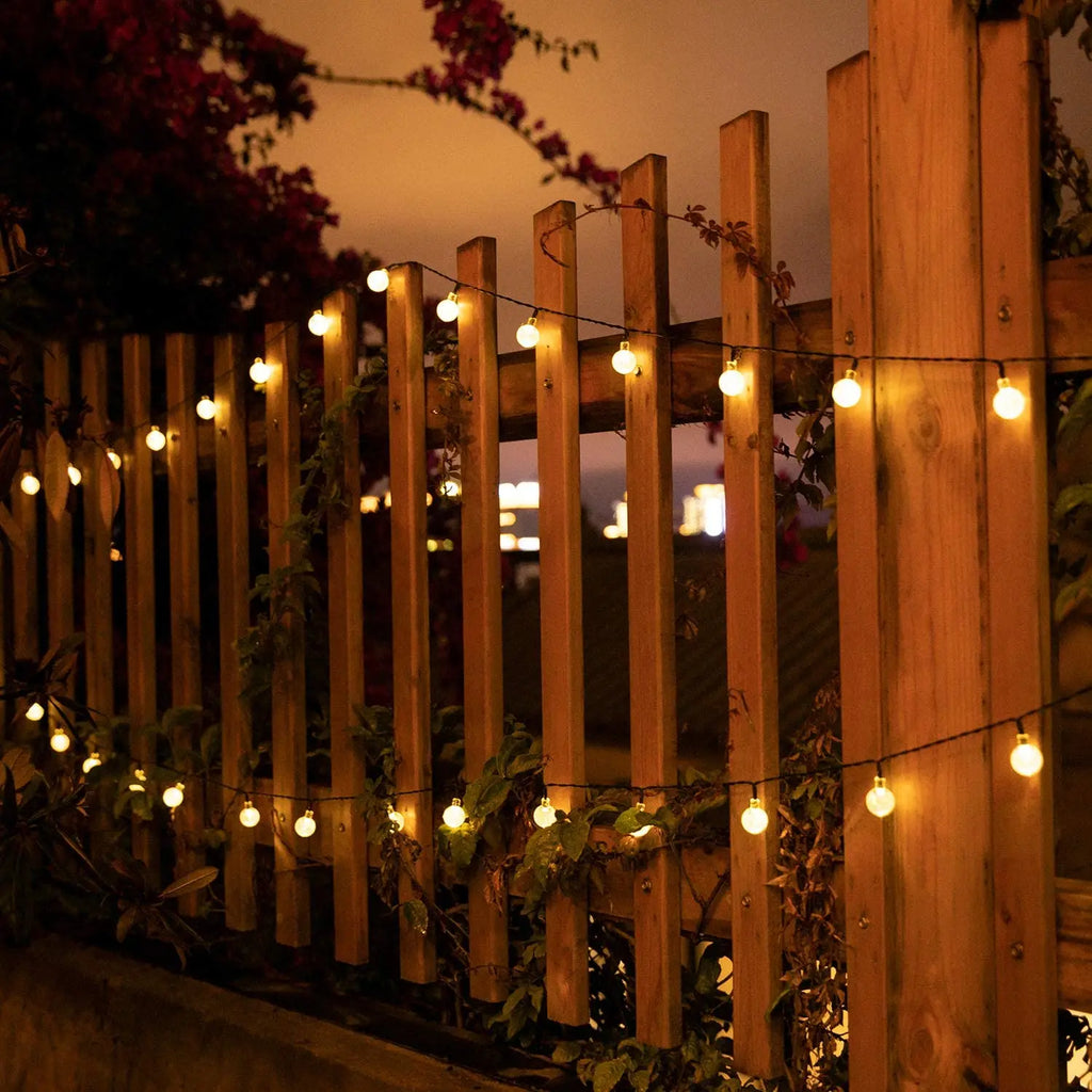 Guirnalda solar 200 LED globo de cristal impermeable para jardín