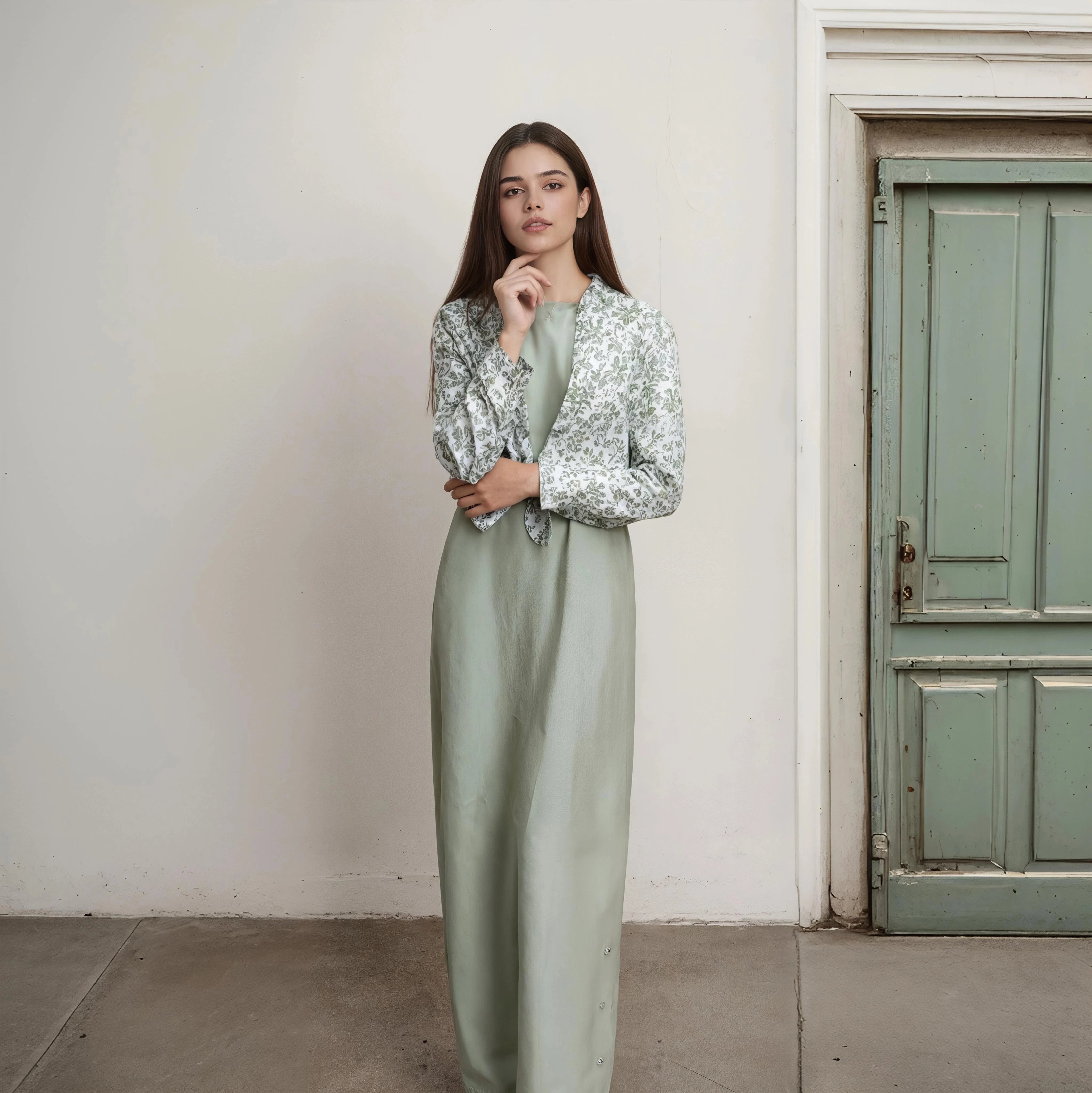 Otoño Invierno Casual mujer Camisa de lino de algodón estampado de moda vestido largo conjunto con blusa de bolsillo elegante señora calle conjunto de 2 piezas