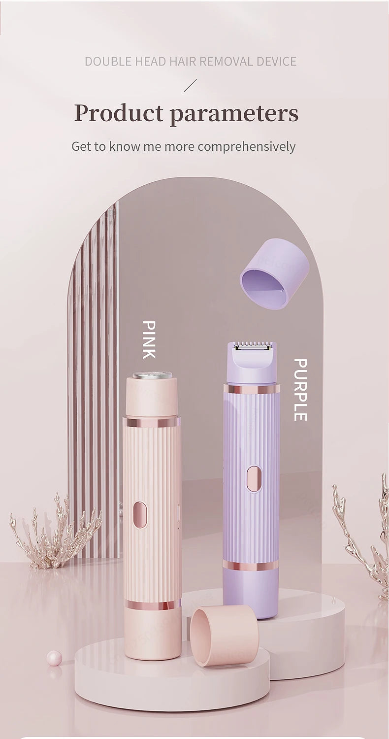 Afeitadora eléctrica para mujer con dos cabezales, resistente al agua IPX7 y USB