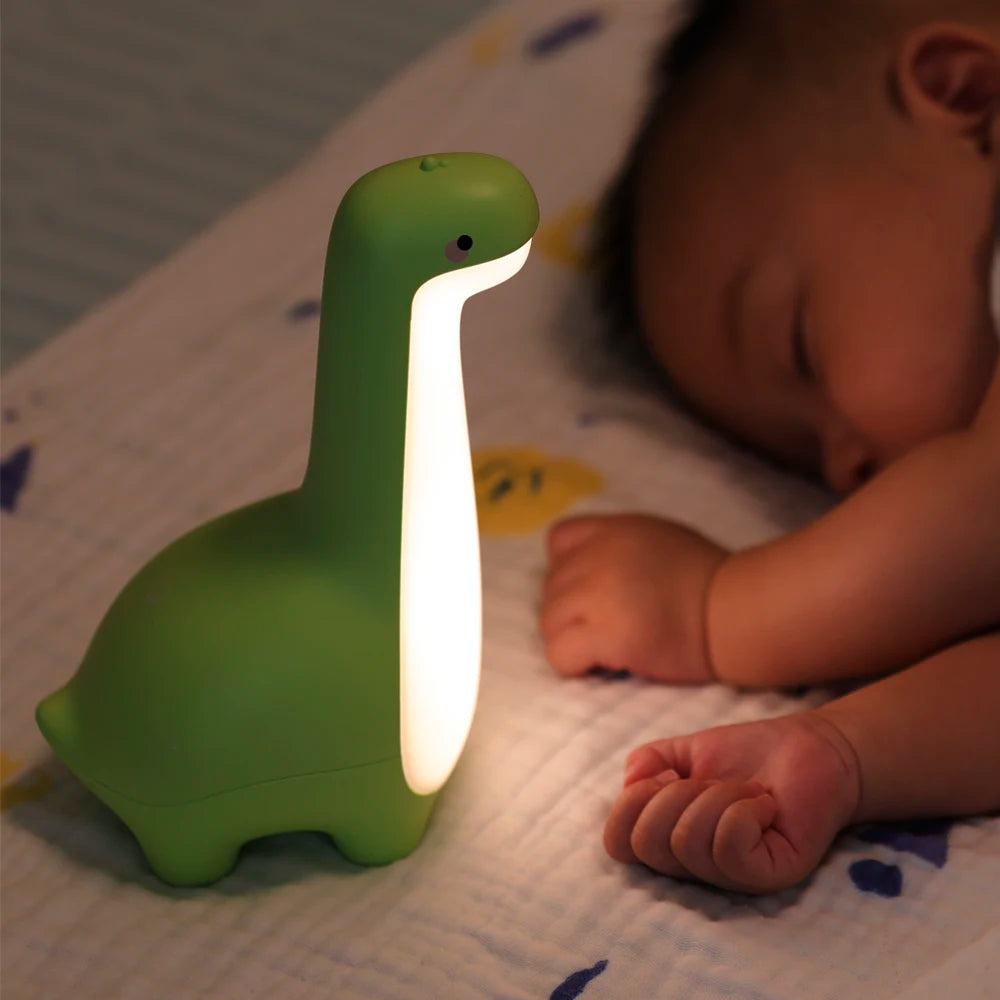 Luz nocturna de dinosaurio, bonita luz nocturna para niños, protección ocular, lámpara de sincronización para mesita de noche, carga USB, decoración de habitación, regalo para niños