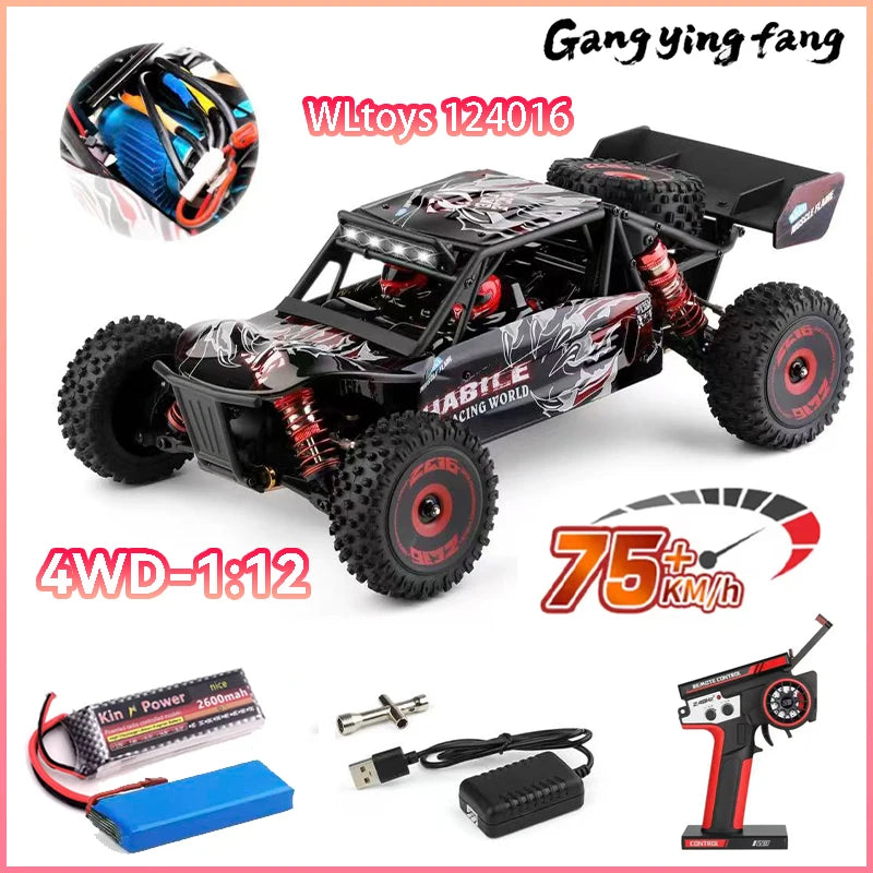 75 KM/H WLtoys 124016 V8 RC coche sin escobillas 4WD eléctrico de alta velocidad todoterreno Control remoto Drift Rc coches para adultos Juguetes