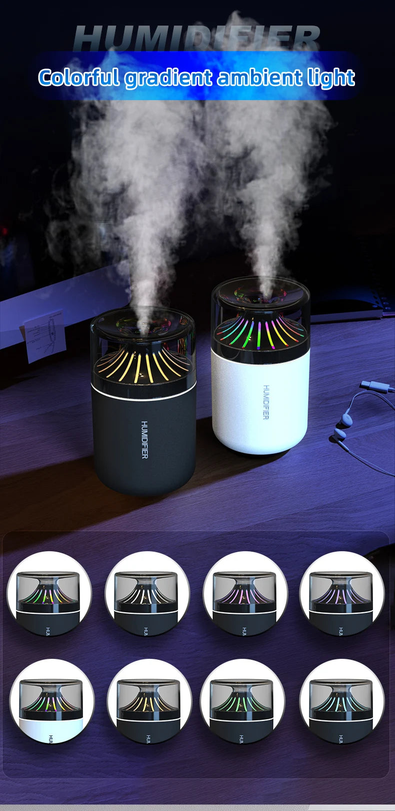 Humidificador para Auto con Luz Ambiente
