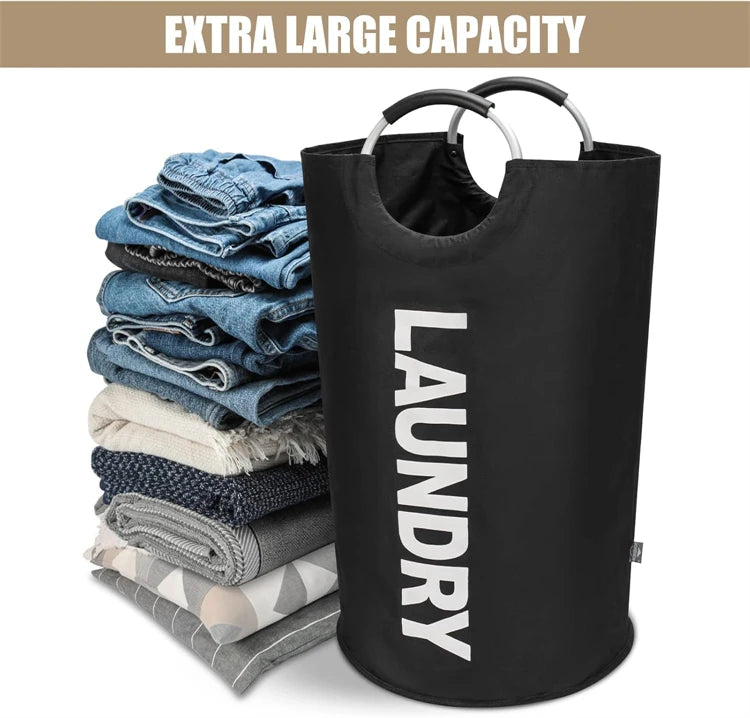 Cesto de Ropa Grande LMETJMA de 90L, Cesto de Ropa Impermeable, Cesto de Ropa Plegable, Cesto de Ropa Alto y Plegable para la Familia
