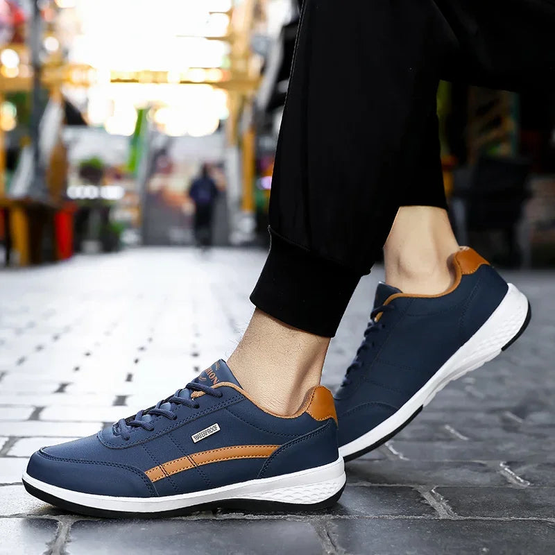 Zapatillas de deporte para hombre, zapatos deportivos informales, zapatos de cuero para caminar al aire libre para hombre, fondo suave para las cuatro estaciones