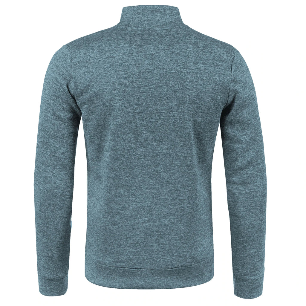 Otoño e Invierno, nuevo suéter largo con cremallera y mangas de bloque de Color para hombre, suéter fino de felpa, chaqueta informal ajustada, abrigo cómodo