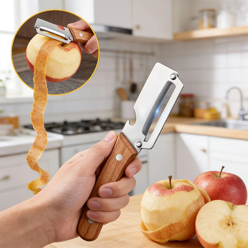 2 piezas de rebanador y rallador de acero inoxidable de primera calidad, pelador multifuncional de verduras y frutas de alta resistencia, herramienta de cocina de acero inoxidable