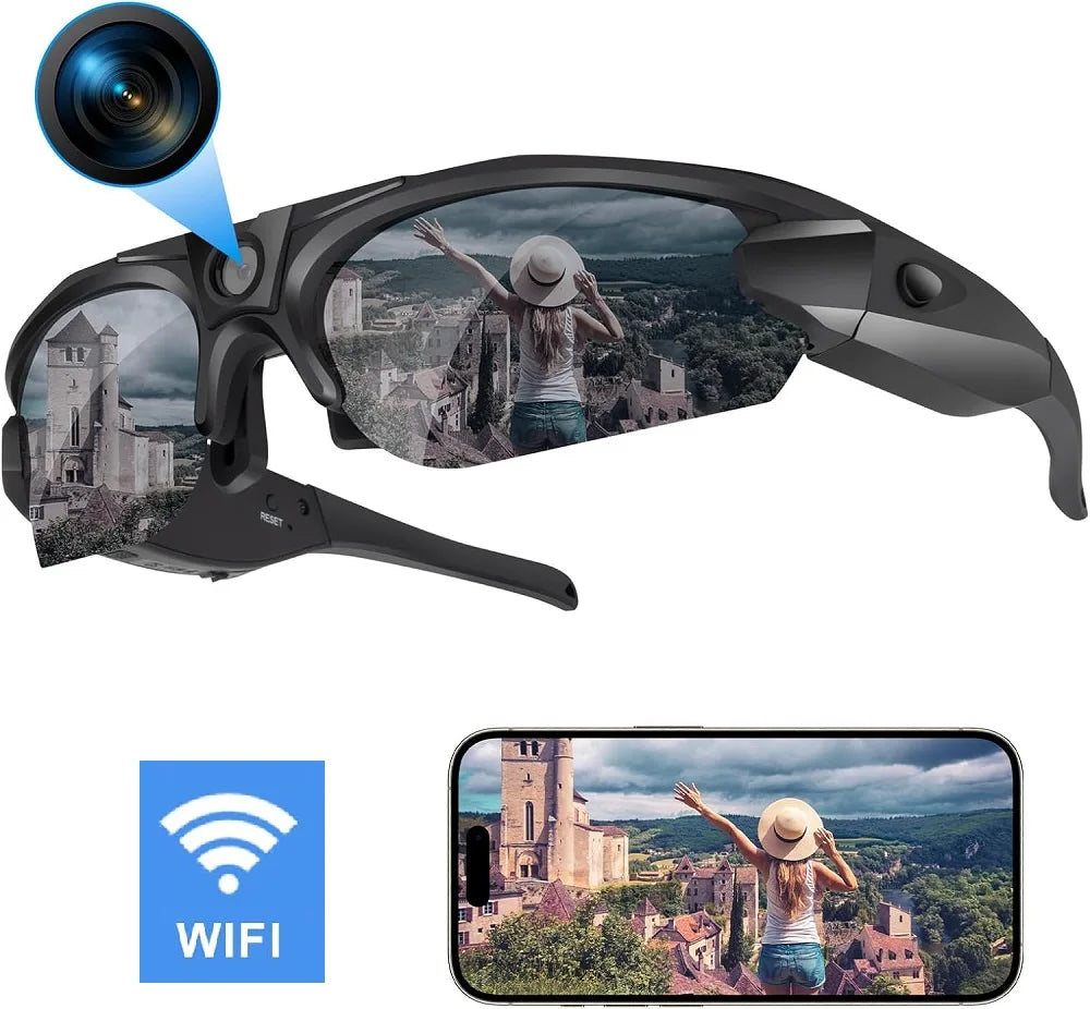 Gafas de sol con cámara WiFi HD 1080P para deportes y actividades al aire libre