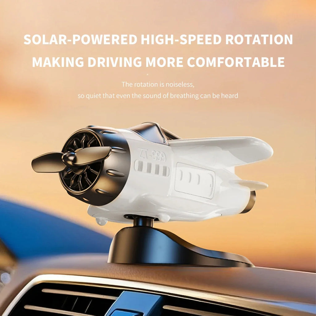 Mini avión con energía Solar, fragancia sólida, consola central para coche, adorno para salpicadero 360 °   Aire más fresco giratorio para aviones creativos