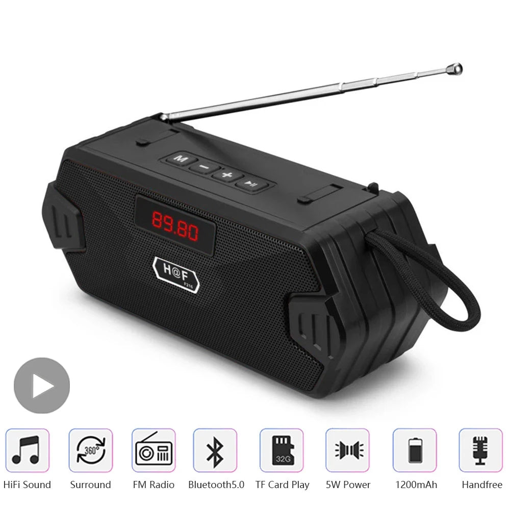 Receptor de Radio FM para exteriores, altavoz inalámbrico Aux portátil con Bluetooth, Subwoofer, caja de sonido de música, Bluetooth de alta fidelidad para el hogar y el coche