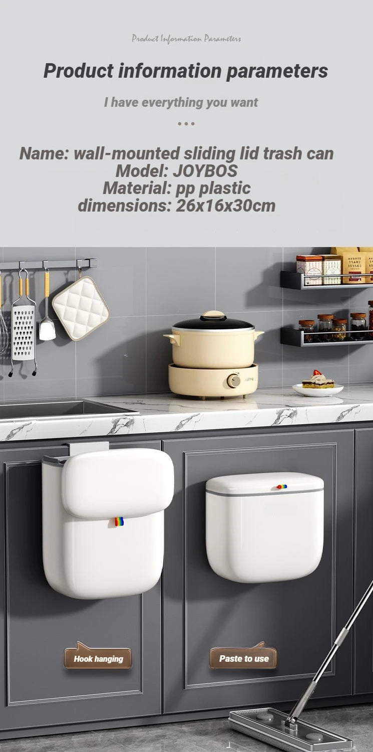 Cubo de basura de pared Joybos 12L con tapa deslizante para baño y cocina