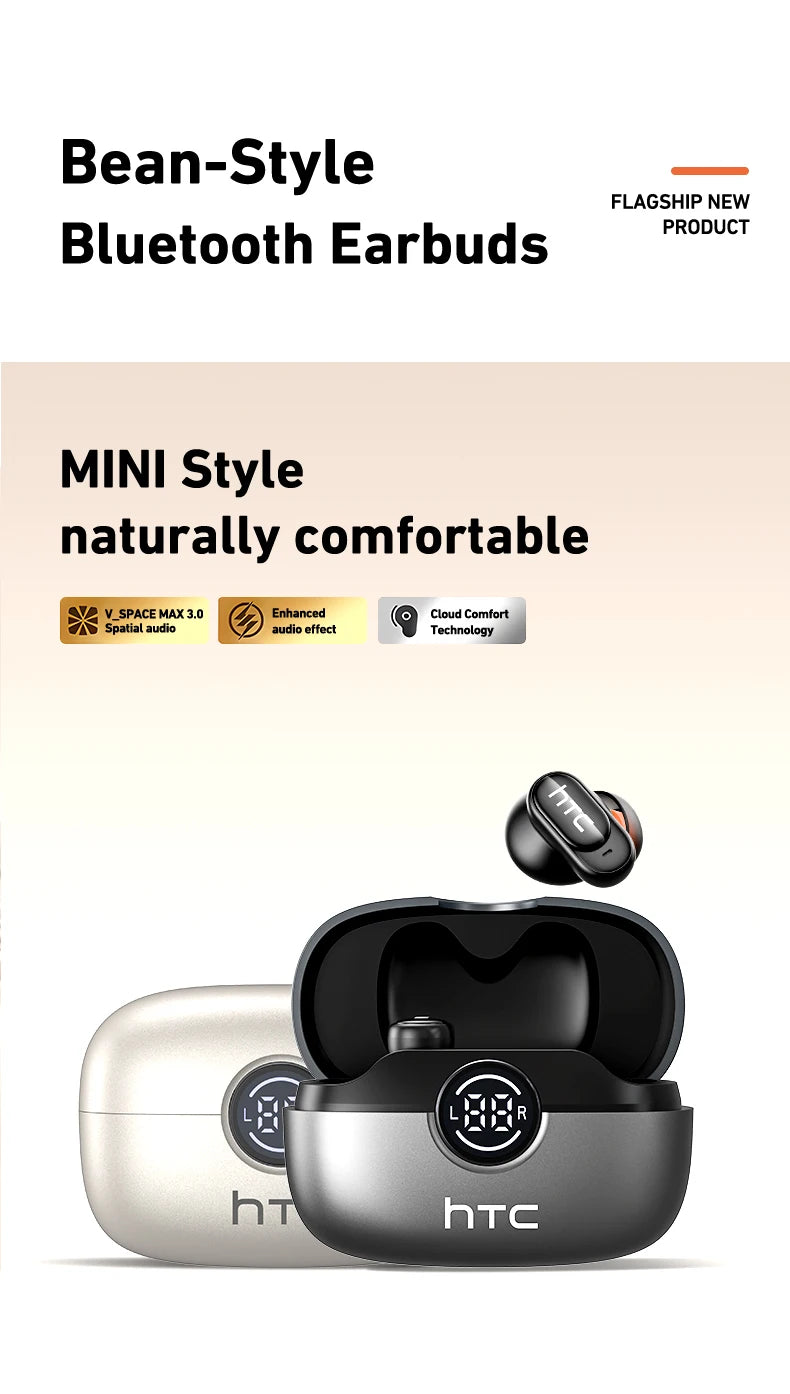 Auriculares HTC NE79 con Traducción en Tiempo Real, Bluetooth, Música HiFi, Llamadas HD, Reducción de Ruido, Auriculares Inalámbricos con Pantalla LED y Micrófono