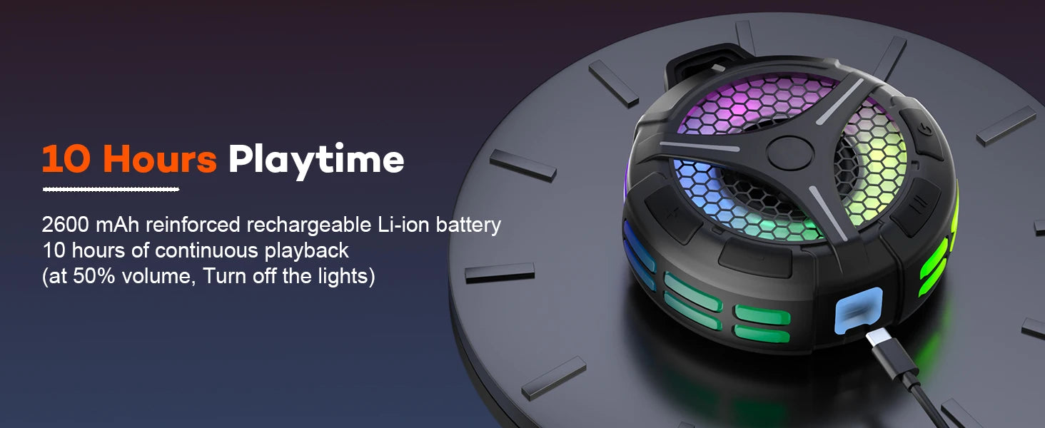 Altavoz Bluetooth, altavoz de ducha con sonido estéreo, altavoces impermeables IPX7, altavoz portátil con ventosa y gancho, luces LED