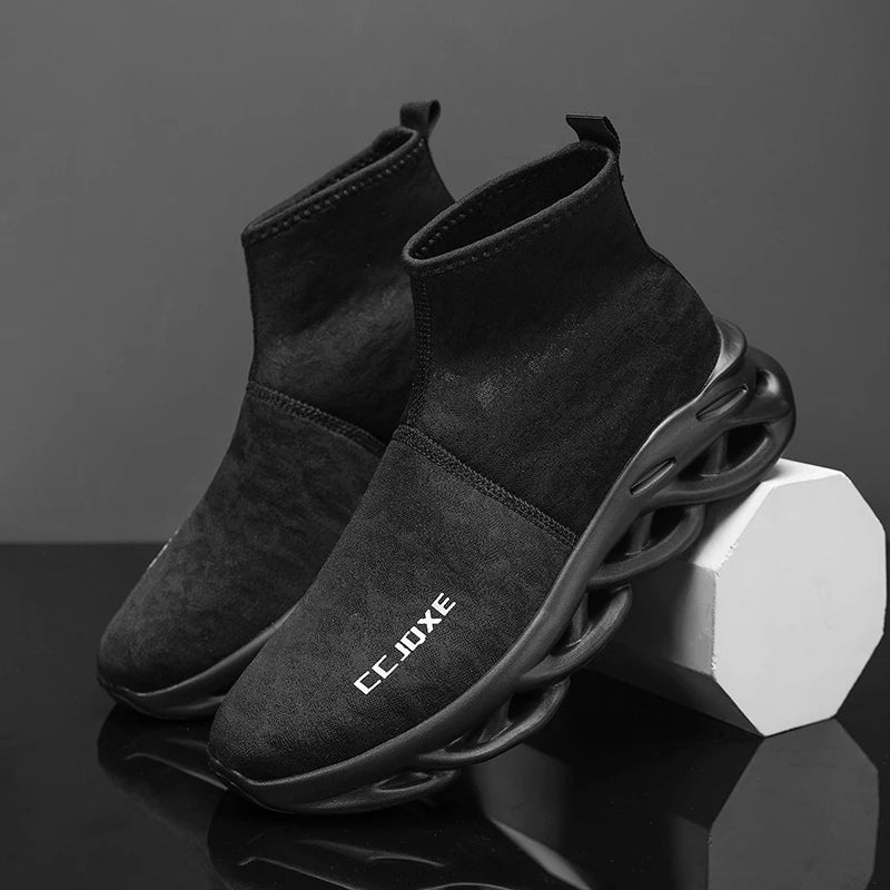 Zapatos informales transpirables para hombre, zapatos tobilleros antideslizantes a la moda para caminar al aire libre, zapatillas de deporte para hombre, zapatillas sin cordones con aumento de altura