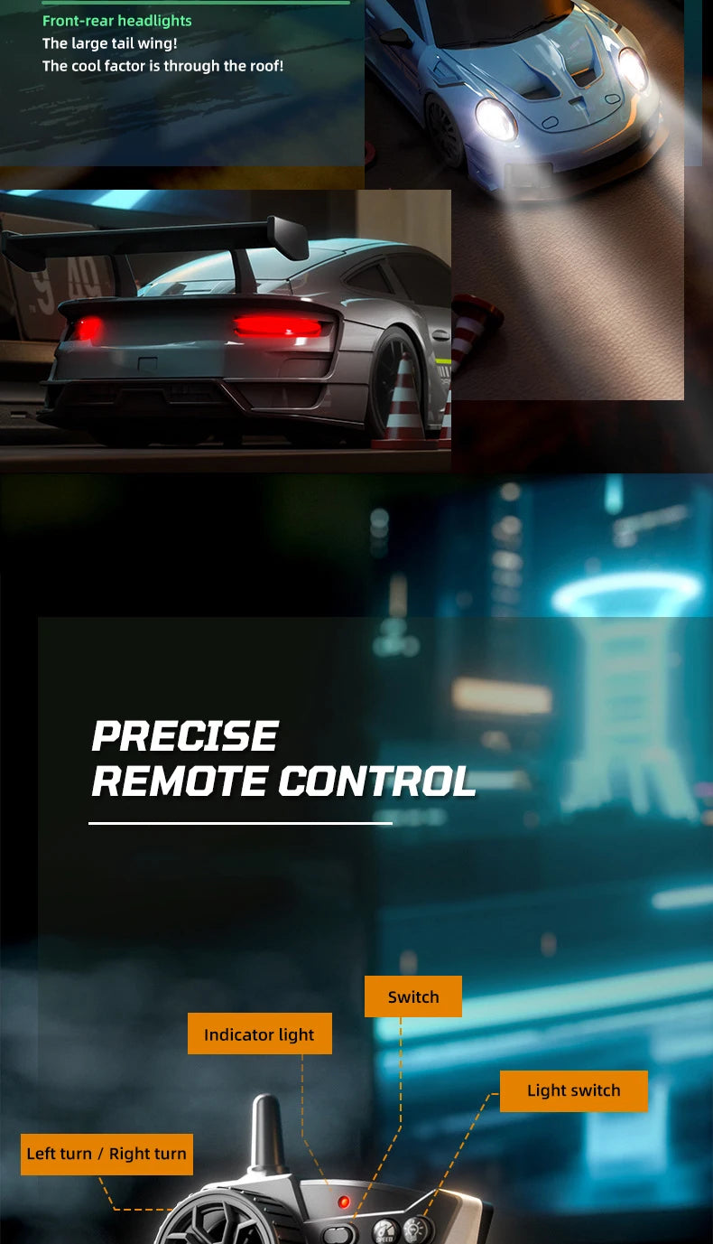 Coche de Carreras a Control Remoto 1:24, 4WD, Alta Velocidad, Juguete para Niños